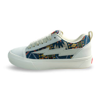 DUEPLAY Microfiber Leather Low top Skateboard Shoes Unisex White Blue
