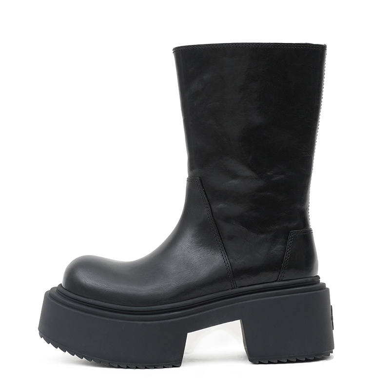 SMFK Cow Leather Ankle Boots Women's Wilderness Black