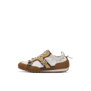 SUGARSU 25 Years Spring Vintage Red German Army Casual & Color Buckle Ballet Cortez Shoes Women's Vintage Yellow Brown