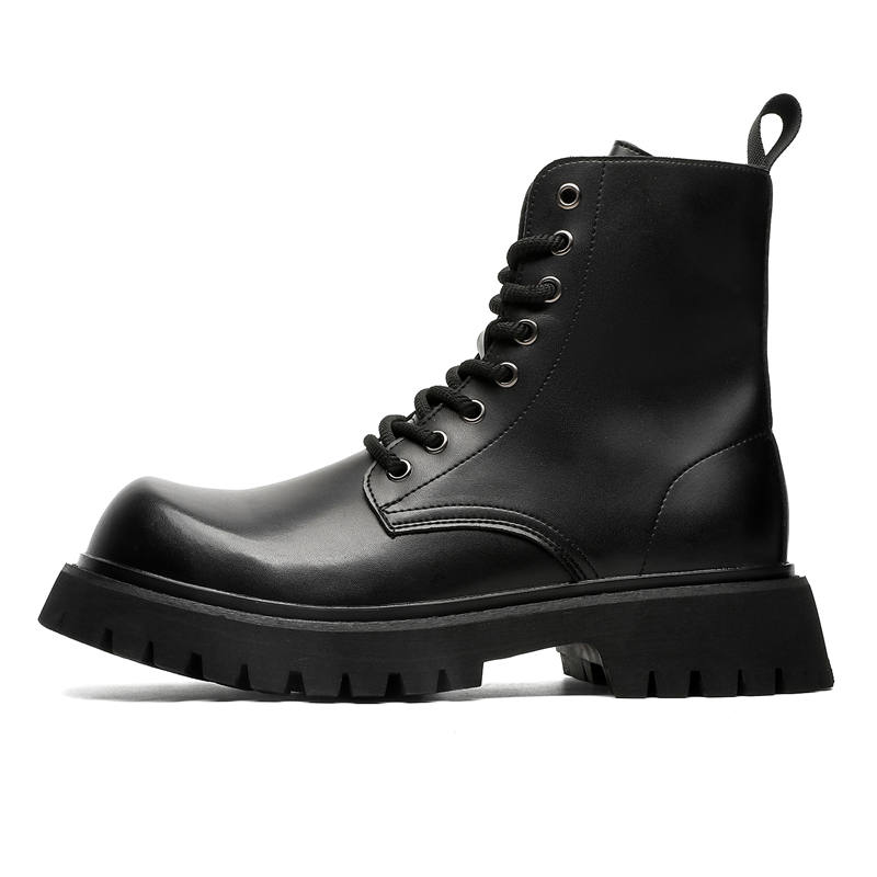 PINYI PINYI Microfiber Leather Short Combat Boots 3.5CM Men's Black