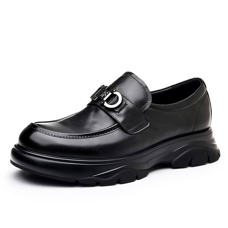 YALU Casual Leather Shoes Men's Low Top Black/Brown