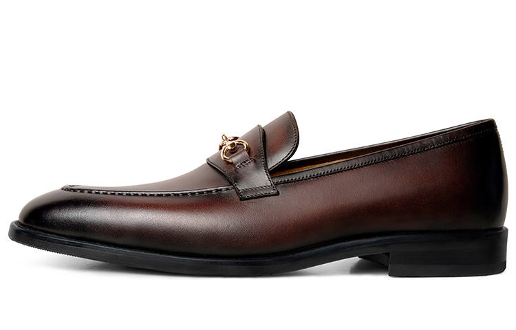 THOM WILLS Slip on Horsebit Old Money Style Casual Leather Shoes Men's Dark Brown Polished
