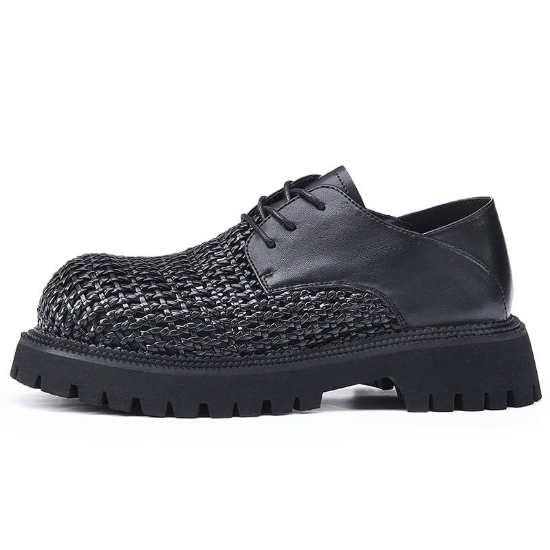 KACHILANG Cow Split Leather Casual Shoes Men's Black