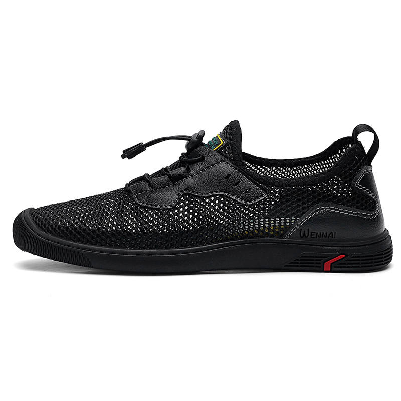WENNAI Mesh Low top Casual Shoes Men's Black