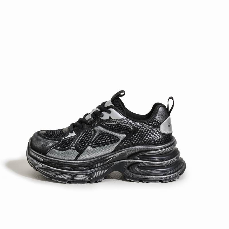 MILANLIANGE Abrasion Resistant Lightweight Height Increasing Low top Chunky Sneakers Women's