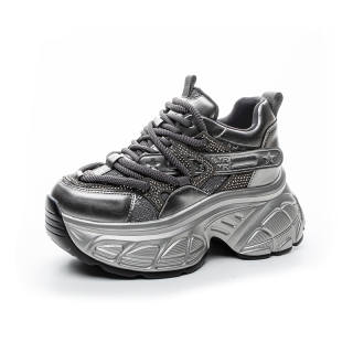 WEIMEIZHIMI Microfiber Leather Versatile Height Increasing Height Increasing Low top Chunky Sneakers Women's