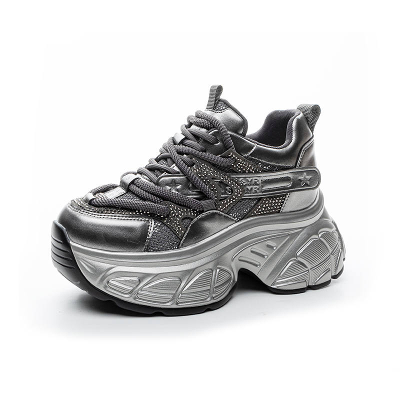 WEIMEIZHIMI Microfiber Leather Versatile Height Increasing Height Increasing Low top Chunky Sneakers Women's