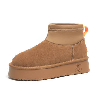 O.L Cow Suede Thermal Abrasion Resistant Slip Resistant Short Snow Boots Women's