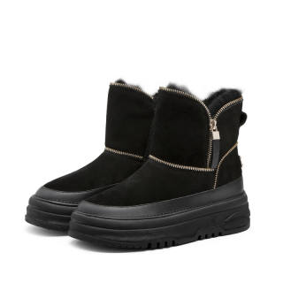 XUANBAHUI Cow Suede Thermal Waterproof Abrasion Resistant Height Increasing Slip Resistant Coverage Short Snow Boots