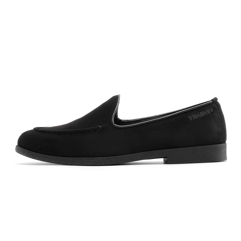 YIMINU Casual Leather Shoes Men's Low Top Black