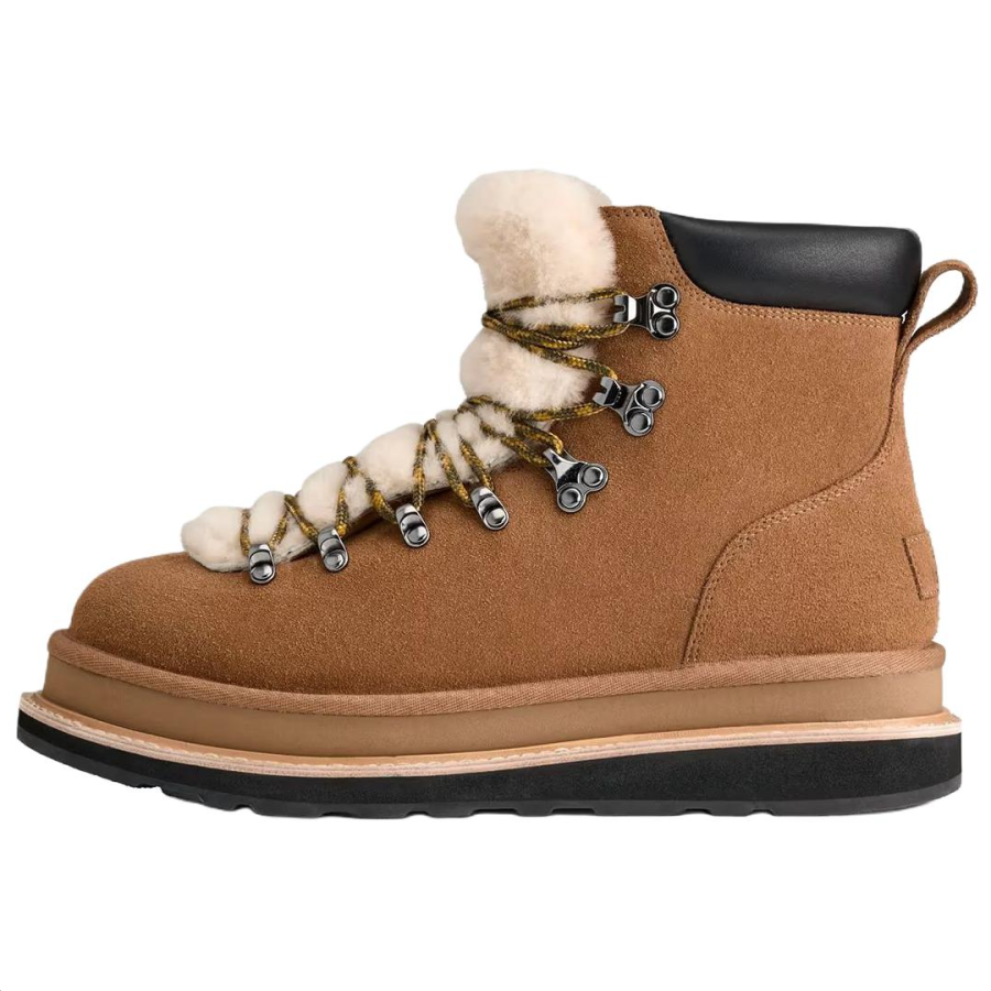UGG Sacai x UGG Abrasion Resistant High top Mountaineering Shoes Unisex Chestnut
