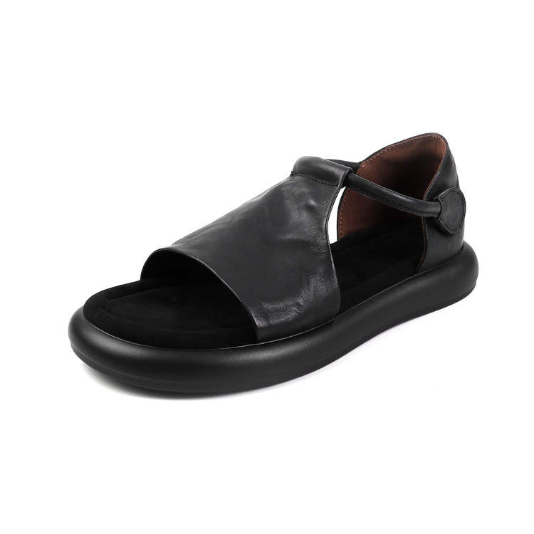 SUYANJIAO Top Grain Cow Leather One Strap Sandals Women's