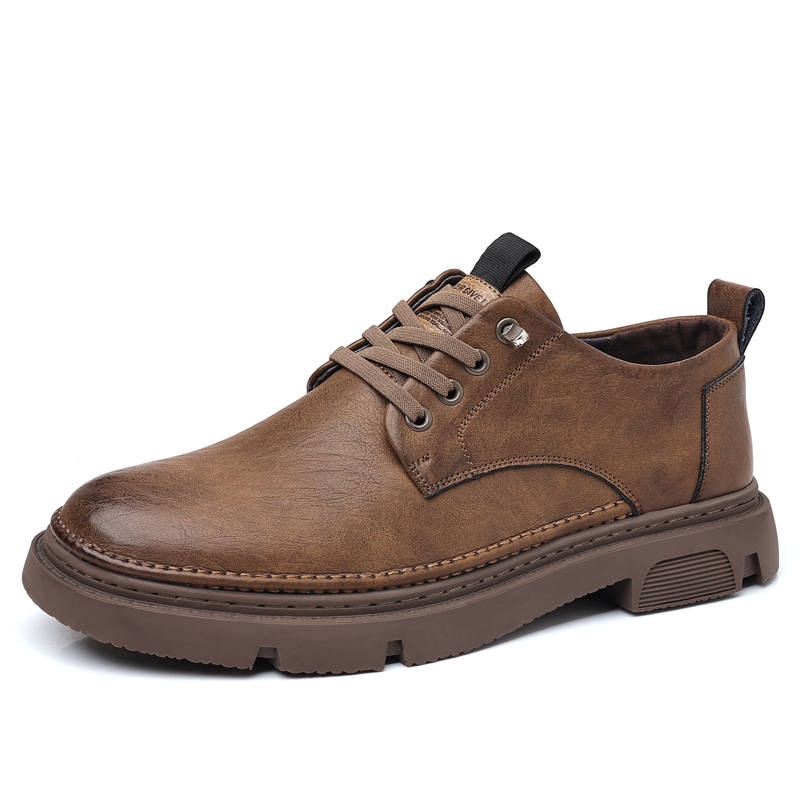 CITONGXIANSHENG Cow Split Leather Casual Shoes Men's Brown
