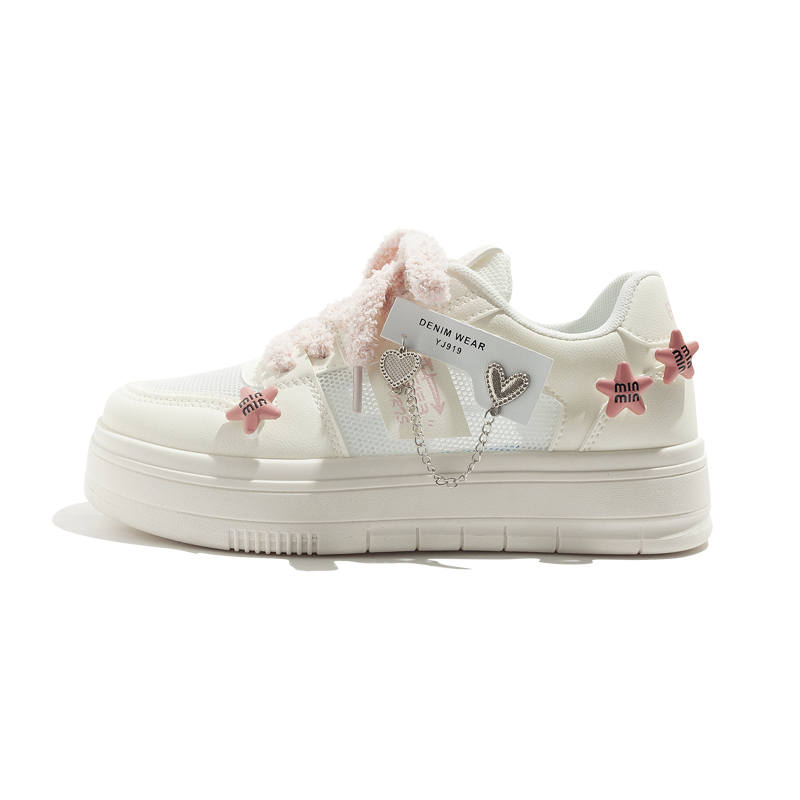 BEIER Microfiber Leather Wear resistant And Lightweight Low top Skateboard Shoes Women's White Pink