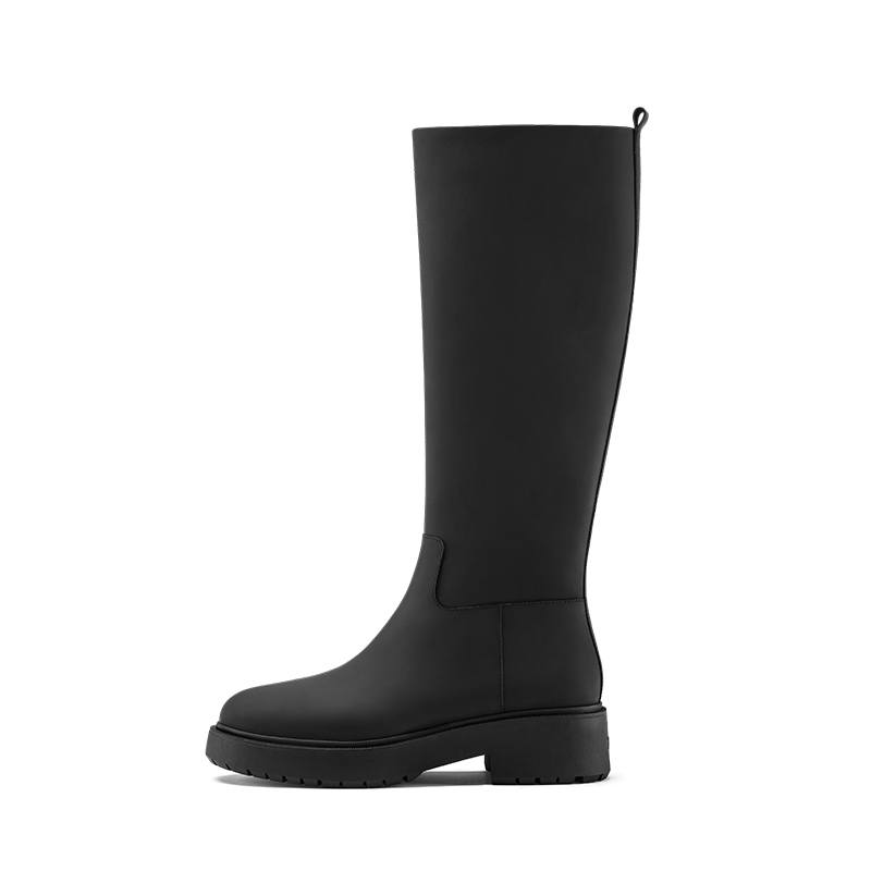 7or9 Black Mist Avocado Cow Leather Knee high Boots Women's Black