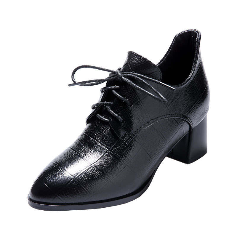 Devanro Devanro Top Grain Cow Leather Casual Shoes 5.0CM Women's Black