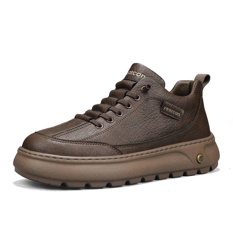 YEARCON Casual Shoes Men's Low Top Agate Black, Chestnut Brown, Light Brown