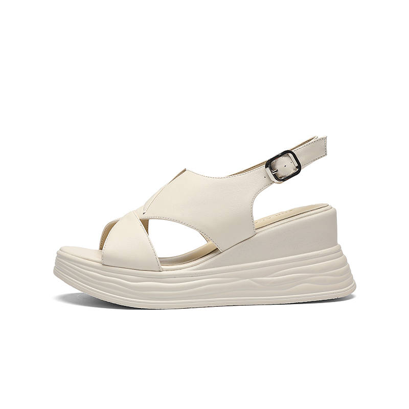 ZHR Top Grain Cow Leather One Strap Sandals 7.5cm Women's
