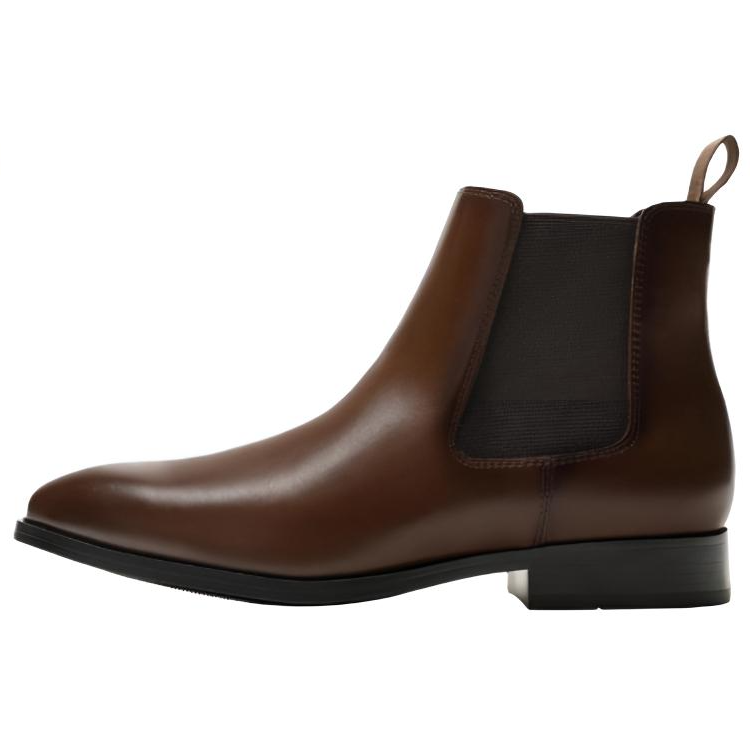 ZARA Pu Short Chelsea Boots Men's Brown