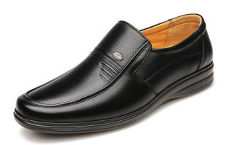 HUANAI Casual Leather Shoes Men's Low Top Black