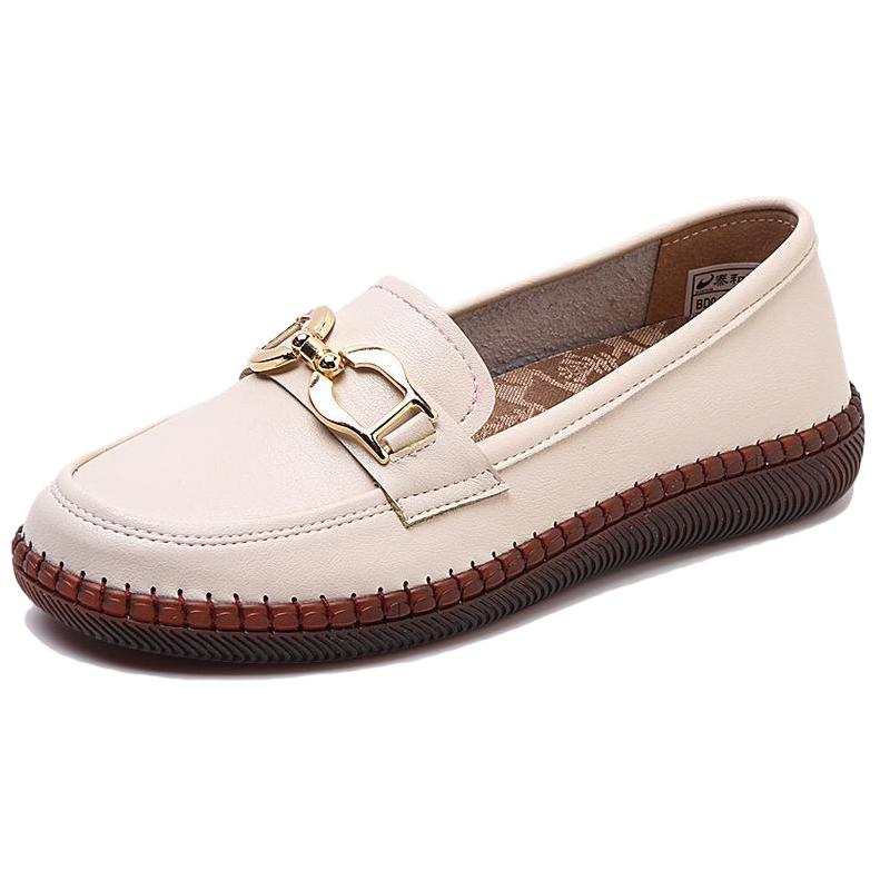 TAIHEYUAN Microfiber Leather Loafers Women's Beige