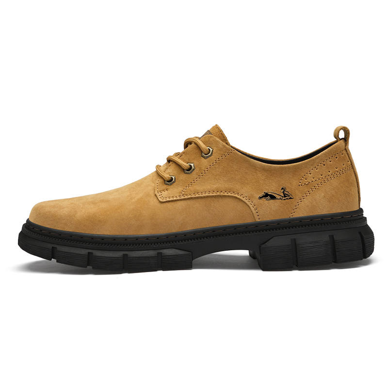 YINGLUNQISHI Top Grain Cow Leather Casual Shoes Men's Yellow