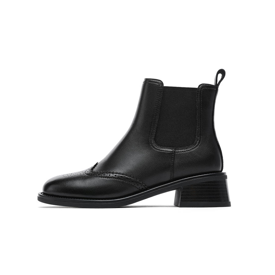 GOLDLION Short Chelsea Boots Chunky Heel Women's