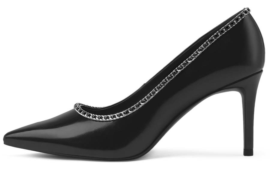 CHARLES&KEITH Small Ck Pu Slim Heel High Heels 8cm Women's BLACK BOX Black