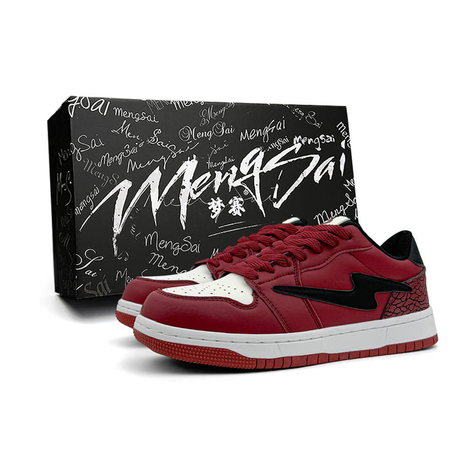 Mengsai Slip Resistant Abrasion Resistant Slip Resistant Abrasion Resistant Low top Skateboard Shoes Unisex Angora Red