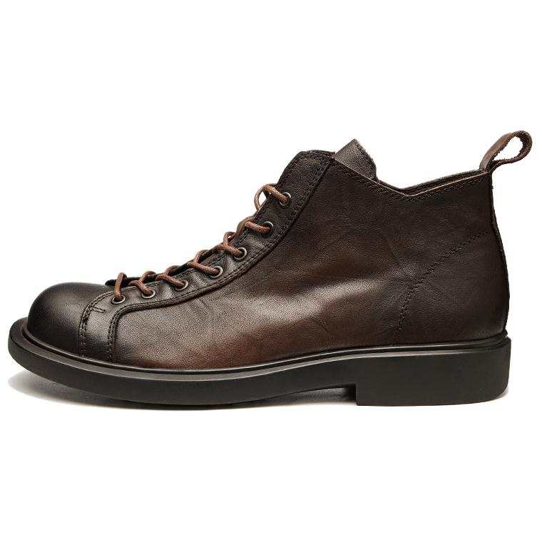 Brounvanm Brounvanm Top Grain Cow Leather Ankle Boots 3cm Men's