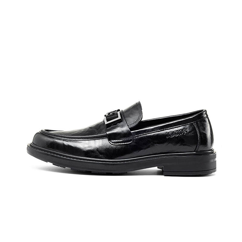 JOSINY Cow Split Leather Commute Casual, Comfortable And Breathable, Loafers, Low Top Men's Black