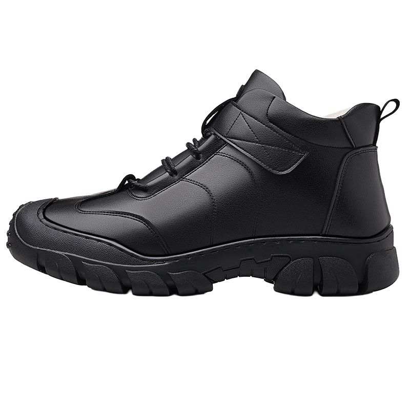 EGCHI EGCHI Cow Split Leather Crew Combat Boots Men's Black