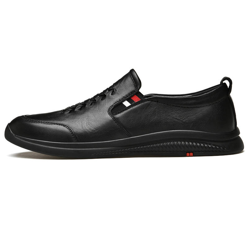 CKVUSAMG Top Grain Cow Leather Casual Shoes Men's Black