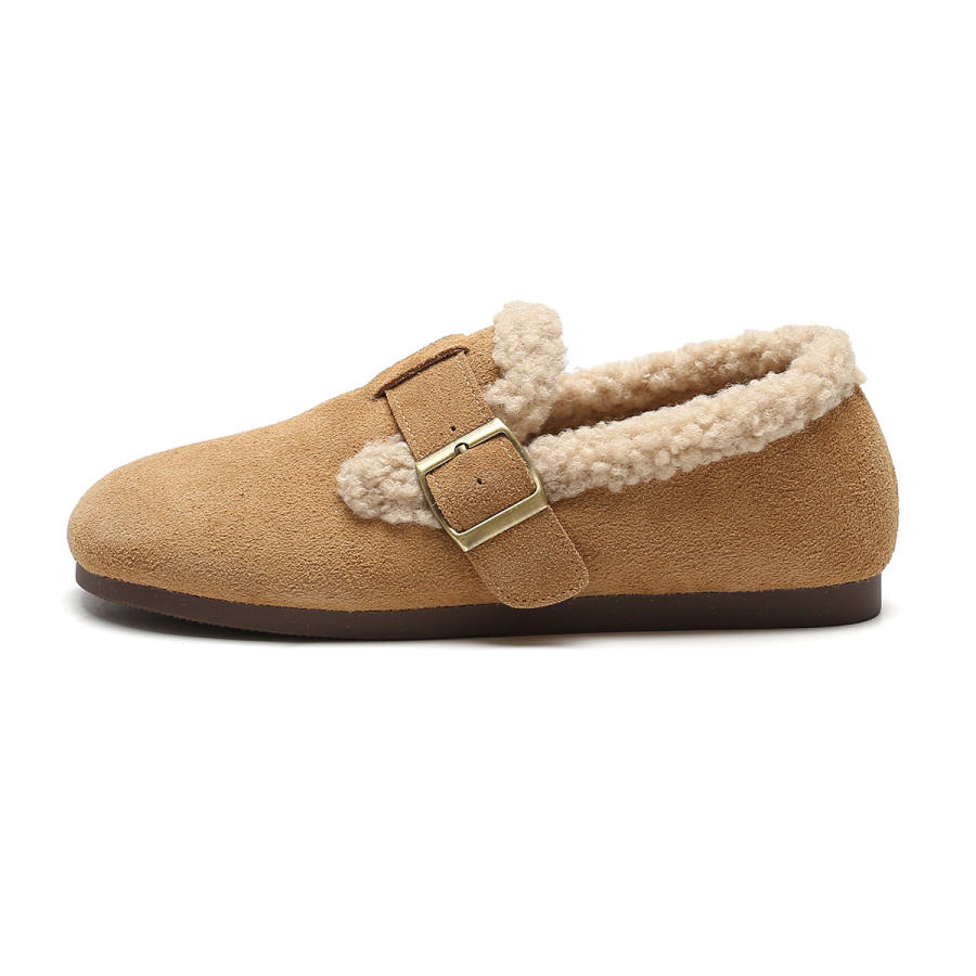 SHOUBA Cow Split Leather Comfortable And Convenient, Fleece Lined Casual Shoes Women's