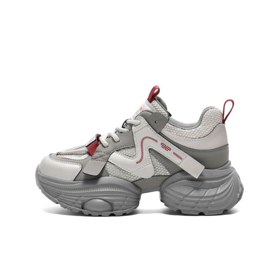BELLE Abrasion Resistant Slip Resistant Abrasion Resistant Slip Resistant Low top Chunky Sneakers Women's Gray