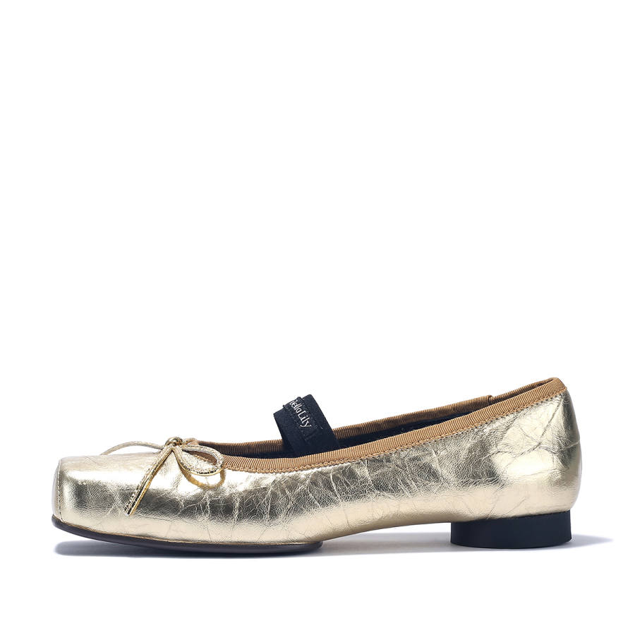 BELLALILY Sheepskin Mary Jane Shoes Women's Gold