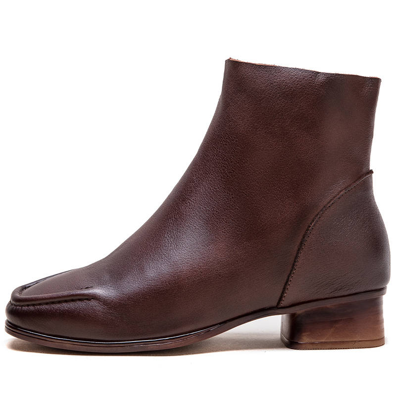 JIEZHOU Top Grain Cow Leather Ankle Boots 3.5cm Women's