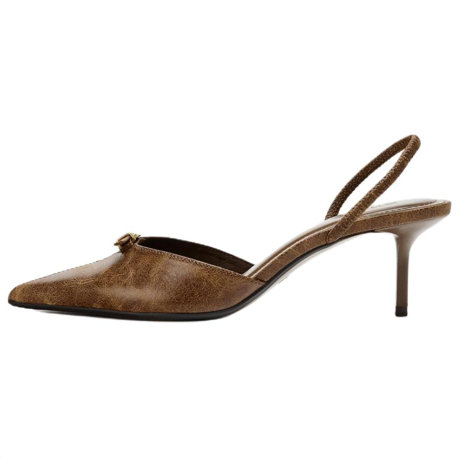 ZARA Pu Minimalist Fashion Slim Heel High Heels 7cm Women's Brown
