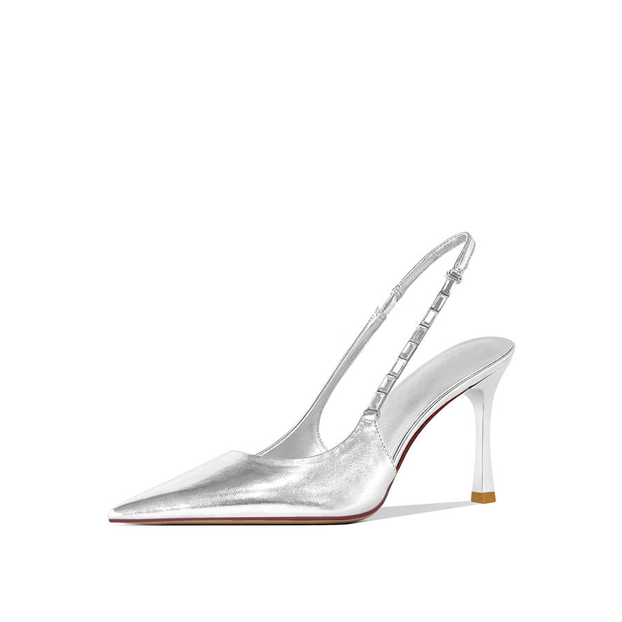 Beijiani Beijiani Microfiber Leather High Heels Women's Silver