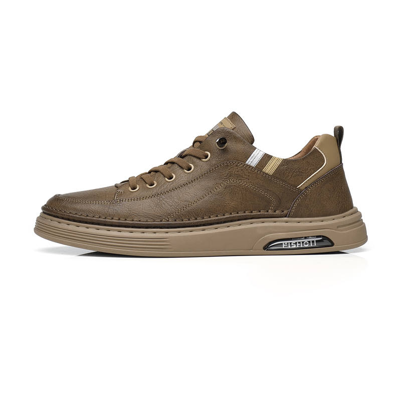 YINGLUNQISHI Cow Split Leather Low top Skateboard Shoes Men's