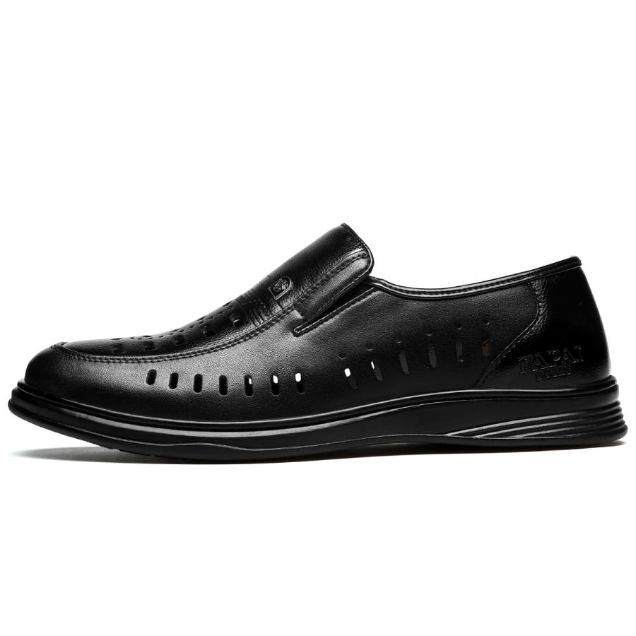 FAPAI Cow Split Leather Men's Casual Shoes Men's Black