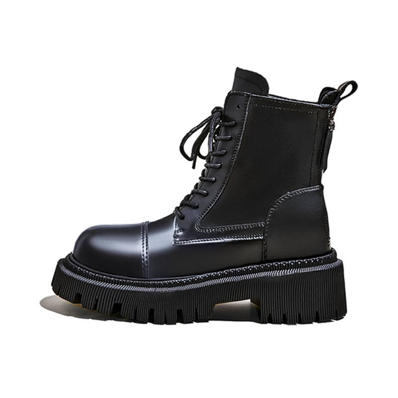 BENZI BENZI Cow Leather Short Combat Boots Women's Black