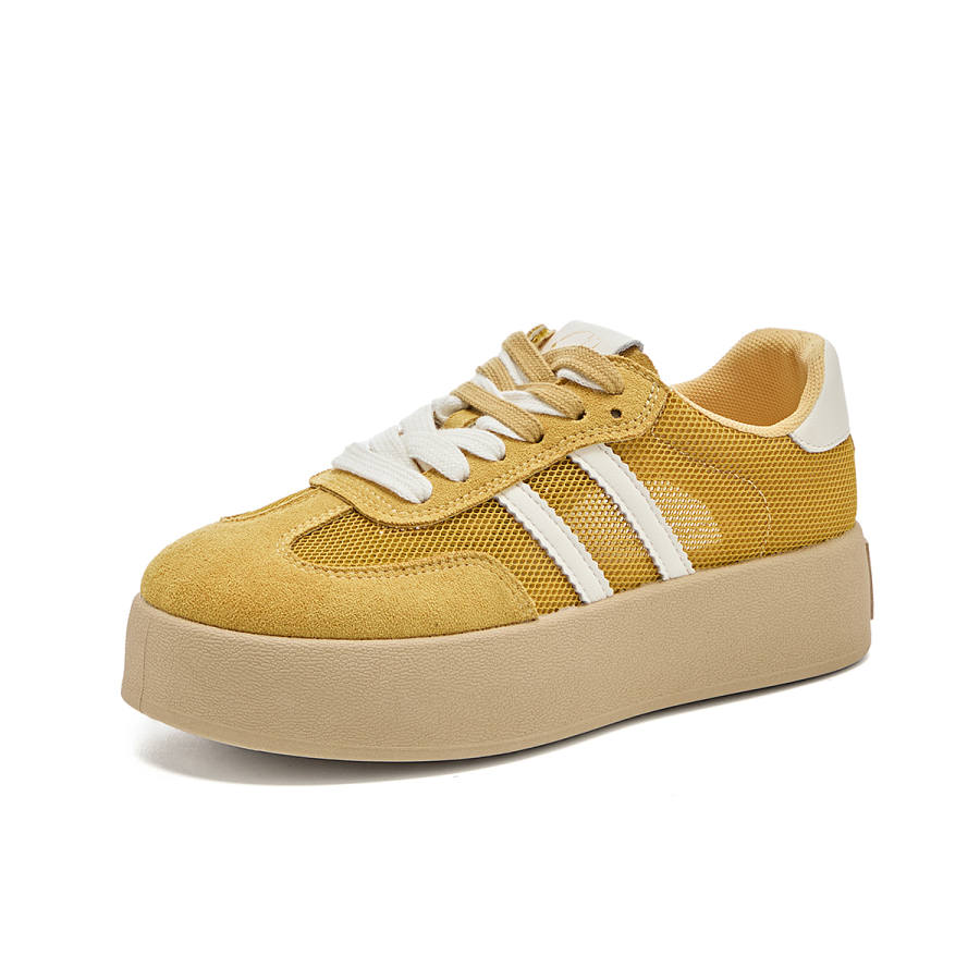 La Chapelle Anti Slip Wear Resistant Low Top Skateboard Shoes Women's Yellow