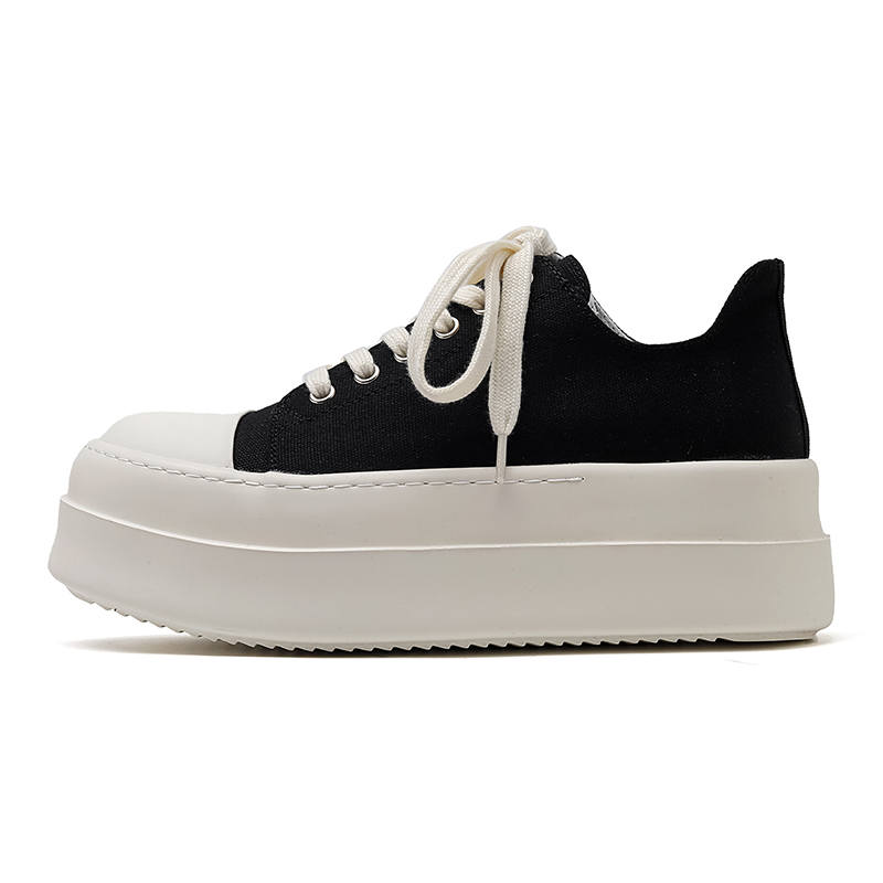 WEISHIBANGWEI Height Increasing Abrasion Resistant Slip Resistant Low top Canvas Shoes Unisex Black