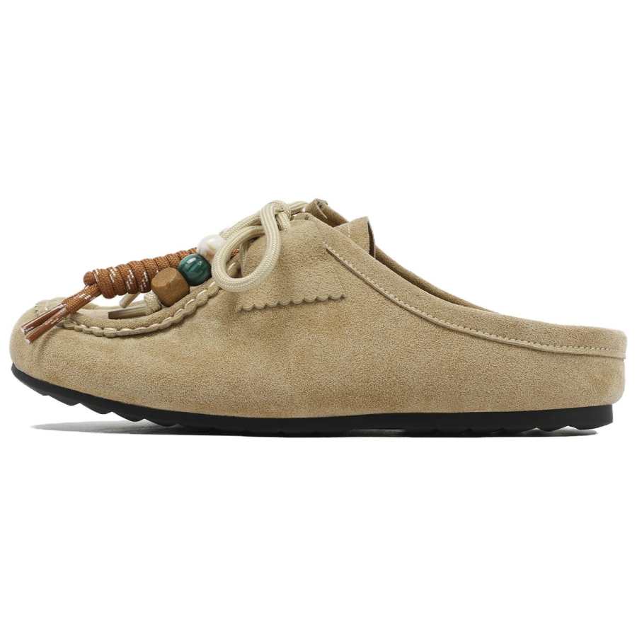 LANMOU Rubber Sole Abrasion Resistant Abrasion Resistant Closed Toe Slippers Women's Light Khaki