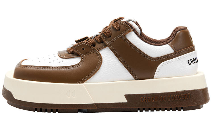 CHOCO CONCERT Cow Leather Stylish Skateboarding Shoes Unisex Mocha