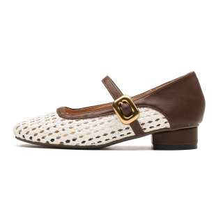 MABEL&CO Microfiber Leather Chunky Heel Mary Jane Shoes 3cm Women's