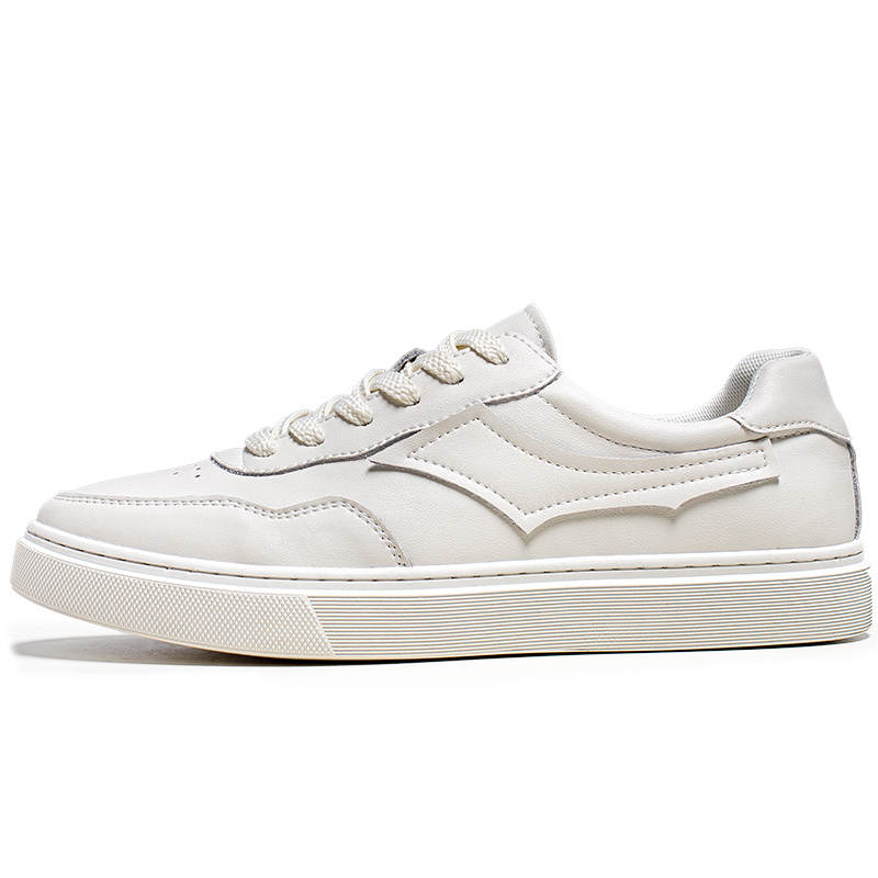 NIANZOUSUO Cow Split Leather Breathable And Wear resistant Low top Skateboard Shoes Men's White
