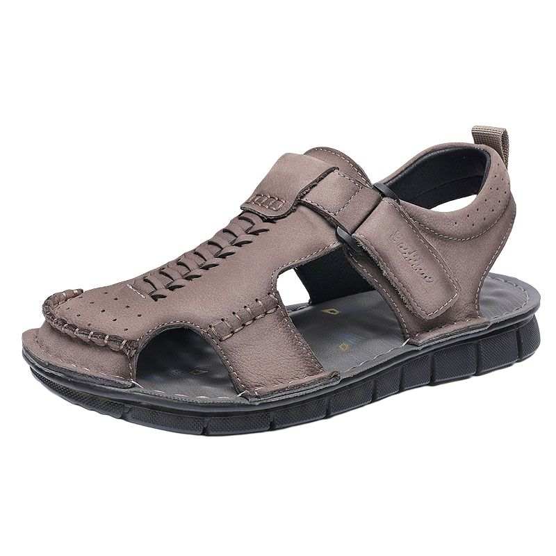 KAQIAODI Cow Leather Roman Sandals Men's