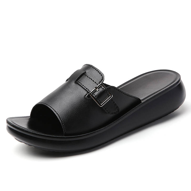 Reivantix Reivanti PU Polyurethane Slip Resistant Slide Slippers Women's Black
